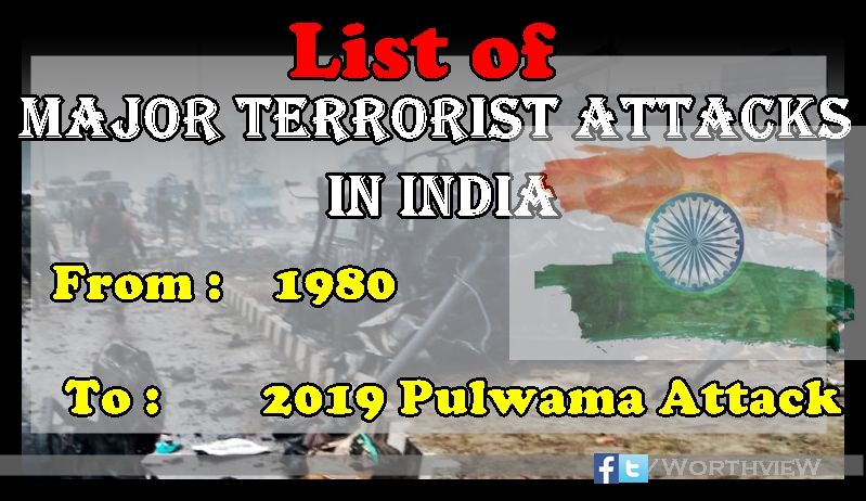 Major Terrorist Attacks in India till 2019 Pulwama Attack