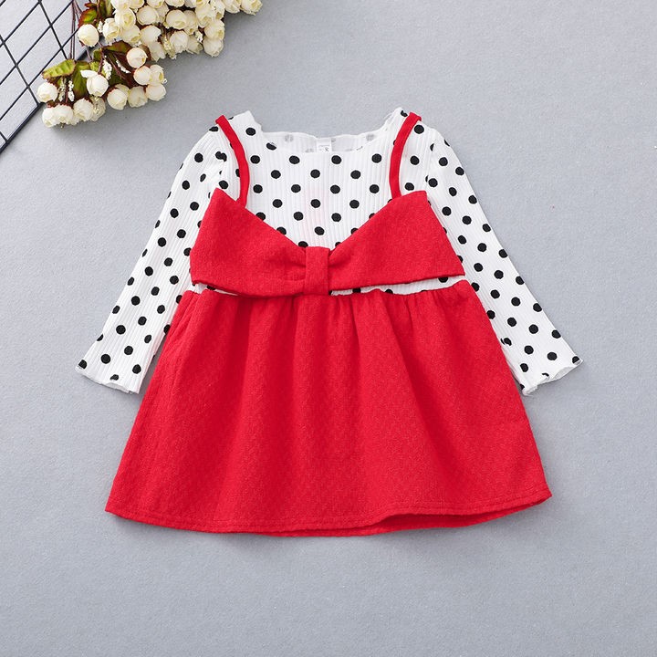 Red Polka Dot Mid Length Dress