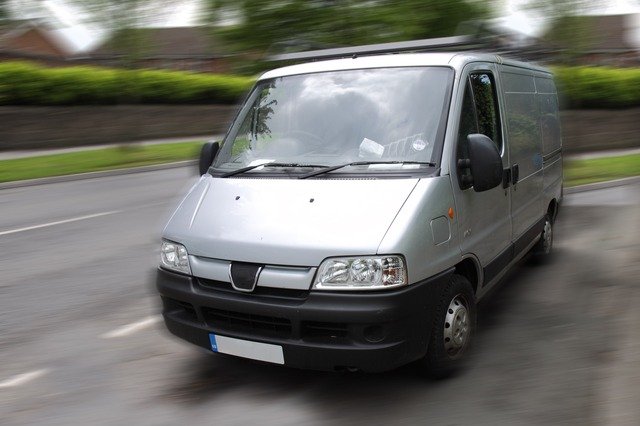 front view of a grey van