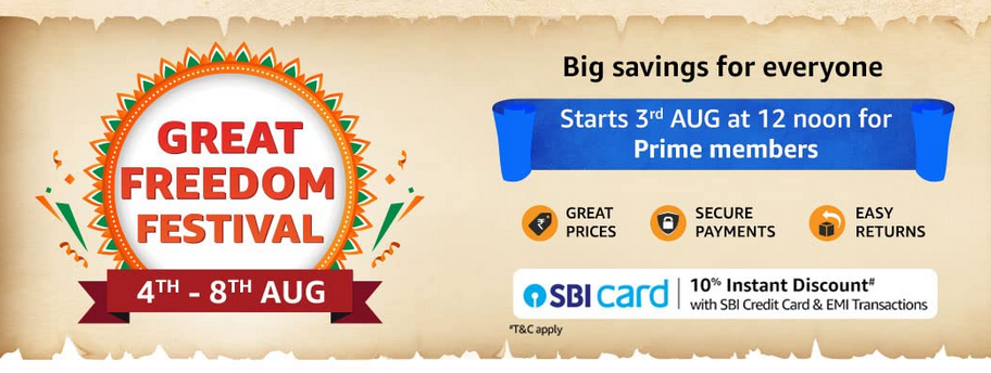Irresistible Deals & Offers: Amazon’s Great Freedom Festival Sale from Aug 4-8!