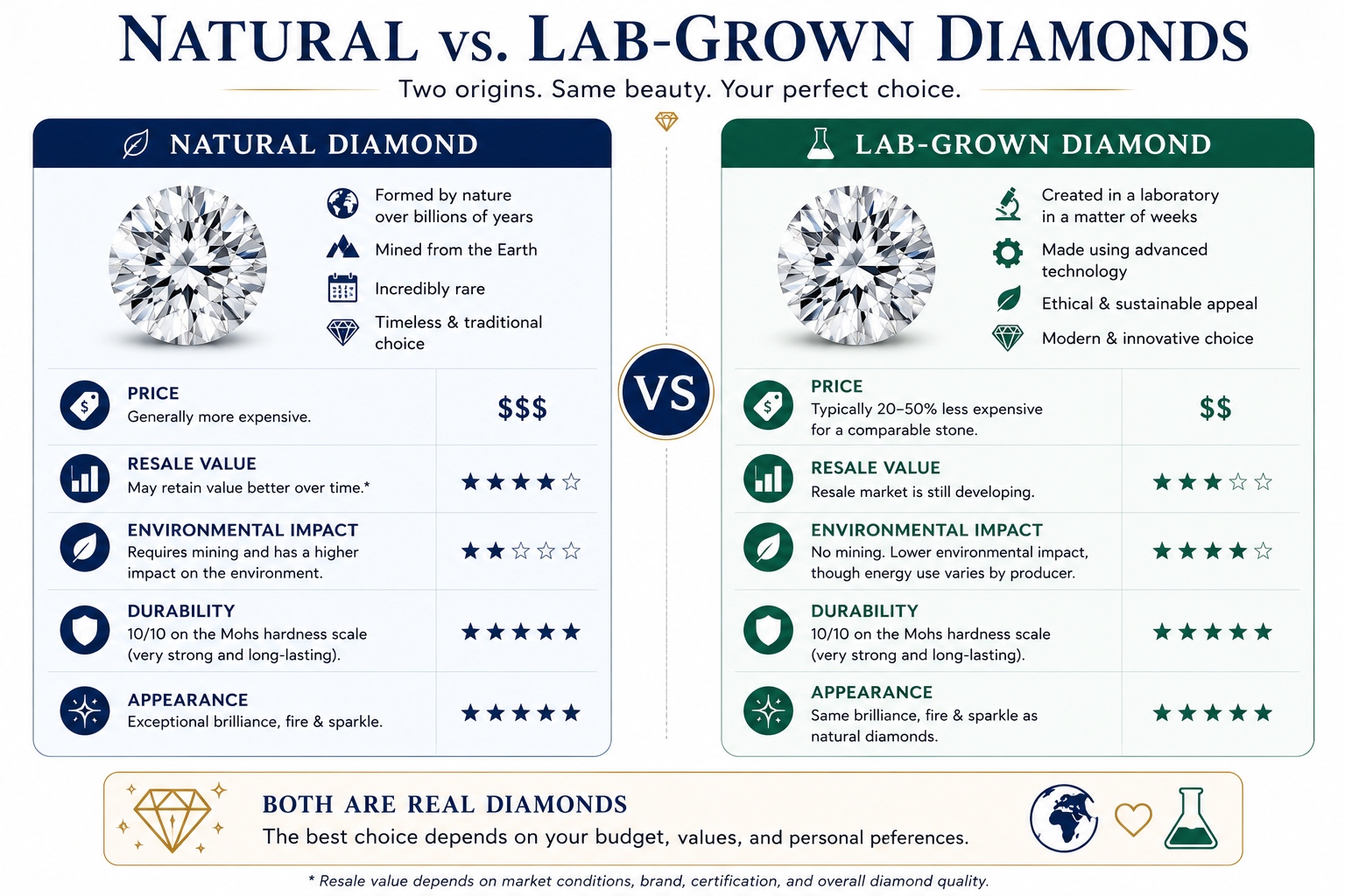 Natural vs lab grown diamonds
