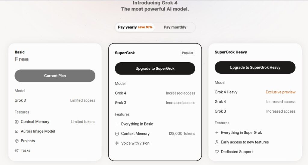 Grok 4 SuperGrok price
