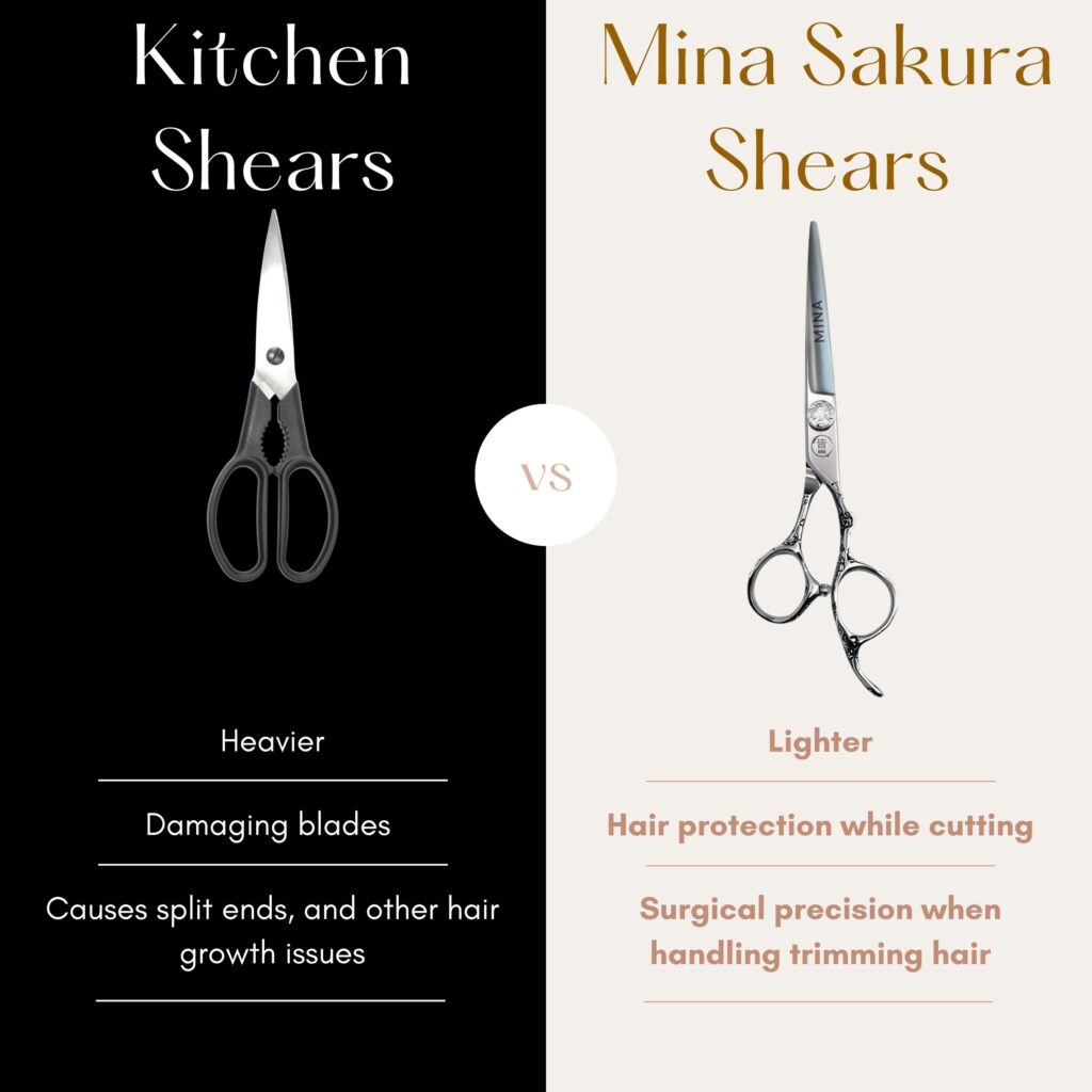 comparison of kitchen shears vs hair cutting scisosrs