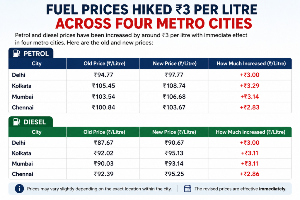Petrol diesel prices increased