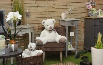 Teddy bear sitting on the table