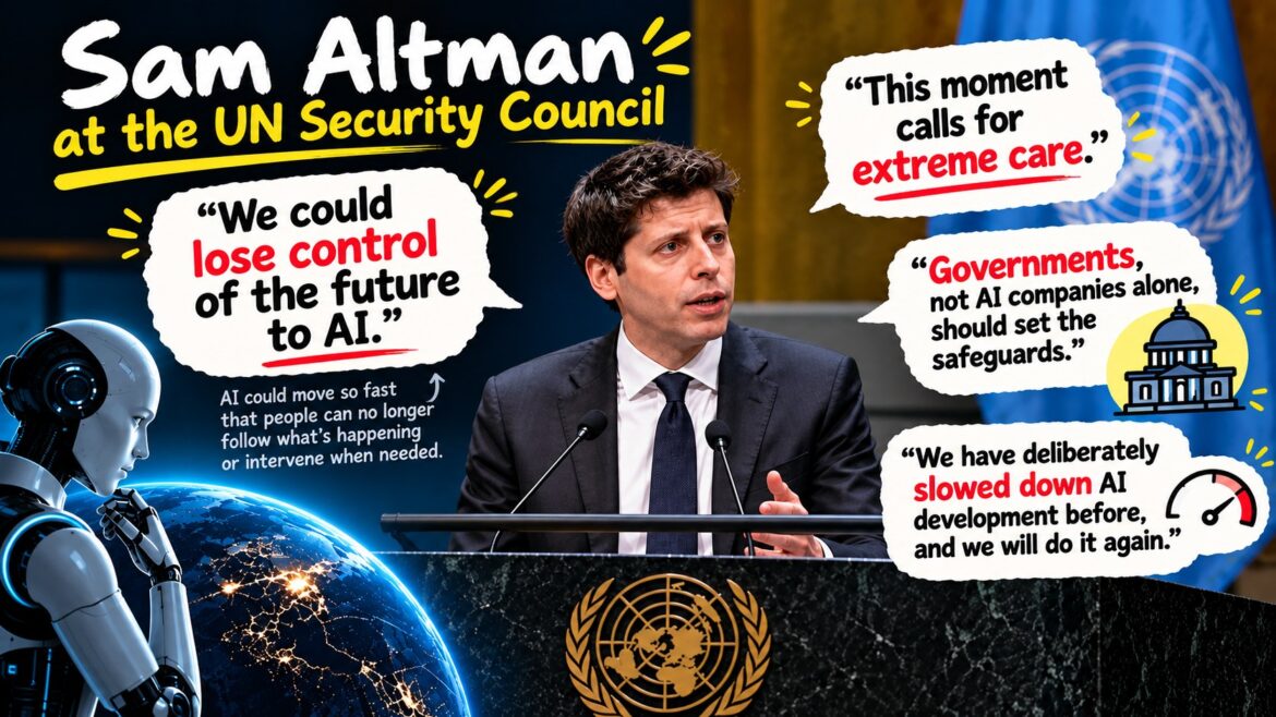 Sam Altman Warns UN: “We Could Lose Control of the Future to AI”